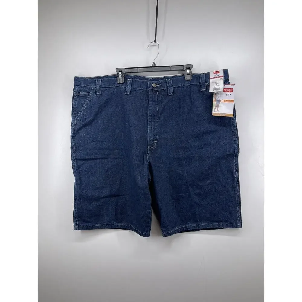 WRANGLER MEN'S CARPENTER DARK BLUE‎ JEAN SHORTS Size 48 Inseam 10” NEW Irregular